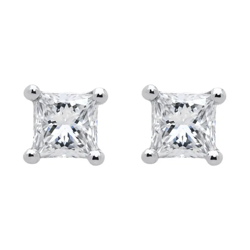 18ct White Gold Square 0.20ct Diamond Solitaire Stud Earrings