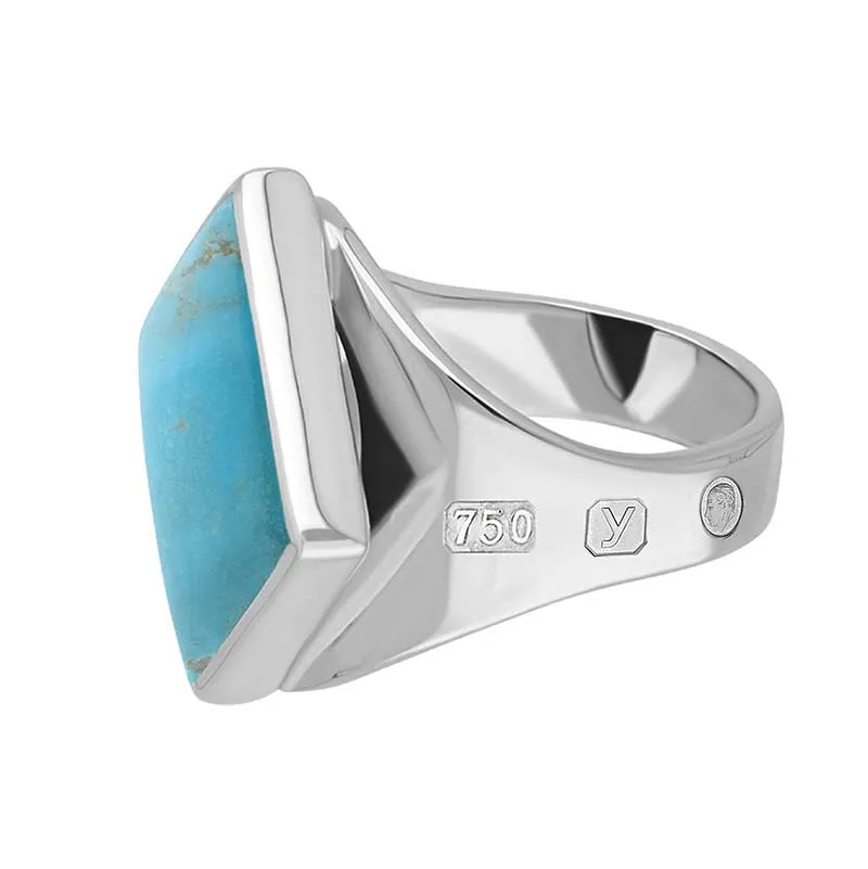 18ct White Gold Turquoise King's Coronation Hallmark Small Rhombus Ring D