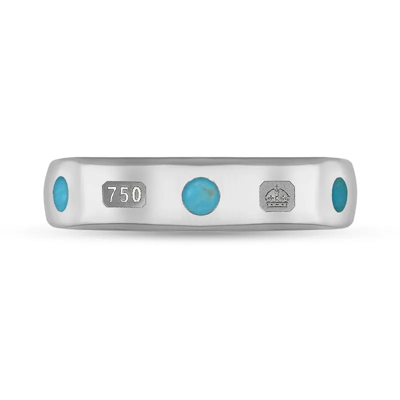 18ct White Gold Turquoise Queen's Jubilee Hallmark 5mm Ring D