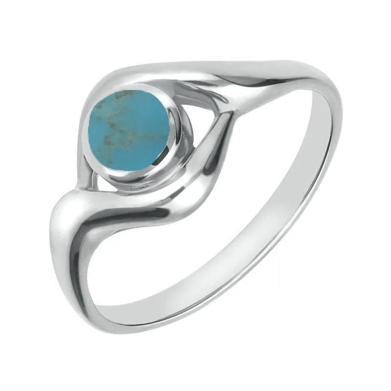 18ct White Gold Turquoise Round Twist Ring