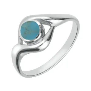 18ct White Gold Turquoise Round Twist Ring