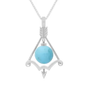 18ct White Gold Turquoise Zodiac Sagittarius 8mm Bead Pendant