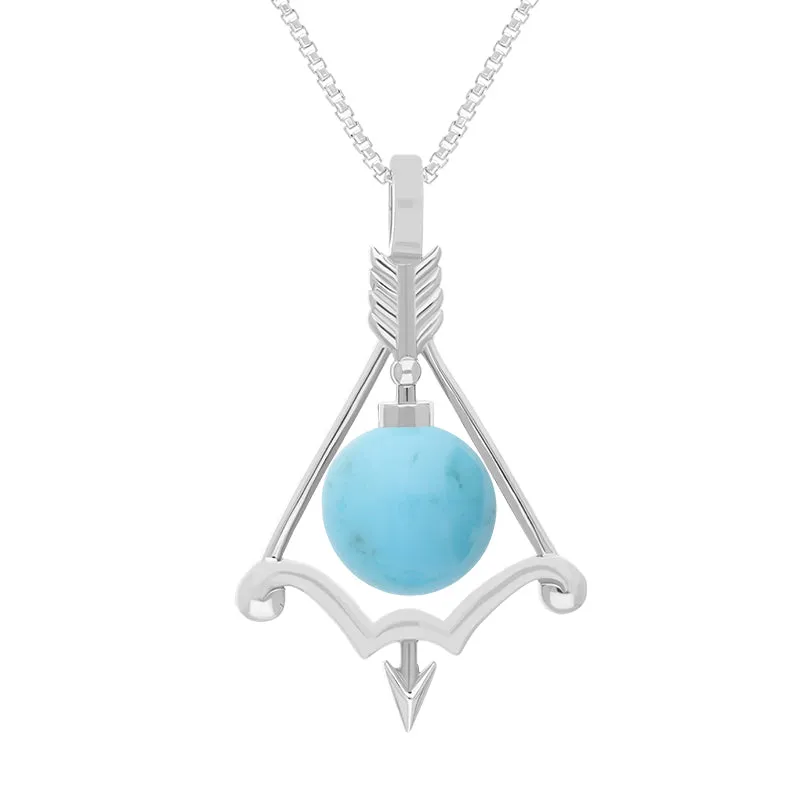 18ct White Gold Turquoise Zodiac Sagittarius 8mm Bead Pendant