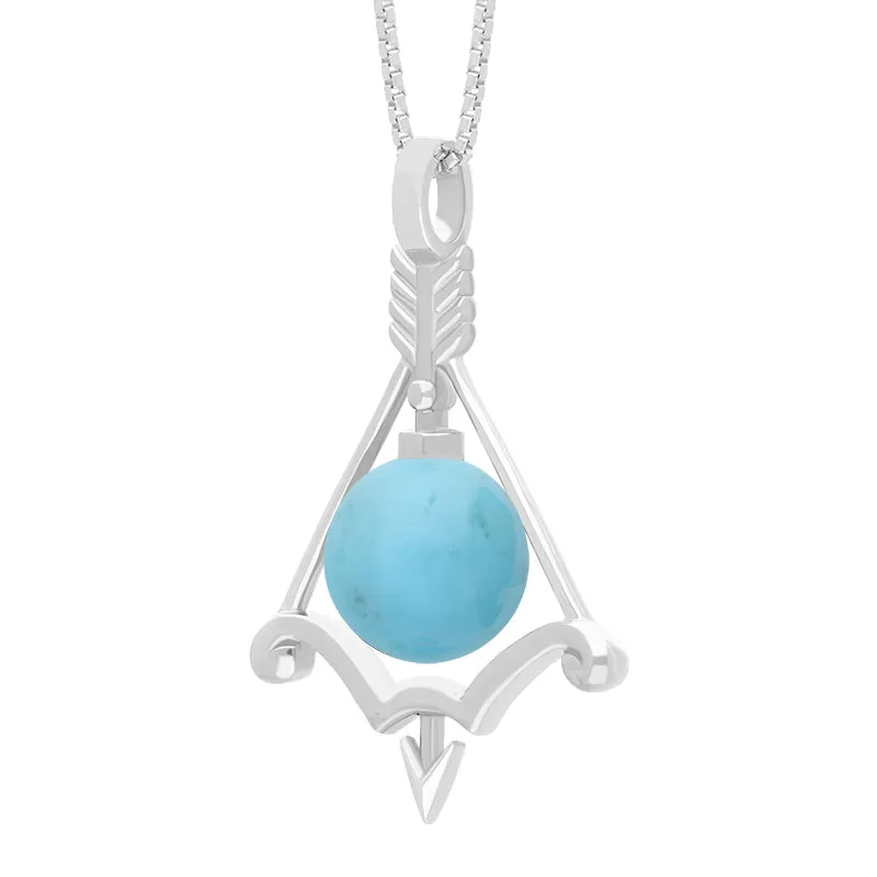 18ct White Gold Turquoise Zodiac Sagittarius 8mm Bead Pendant