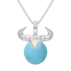 18ct White Gold Turquoise Zodiac Taurus 10mm Bead Pendant