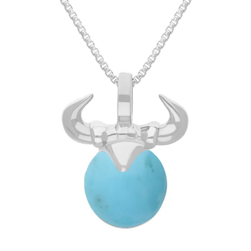 18ct White Gold Turquoise Zodiac Taurus 10mm Bead Pendant