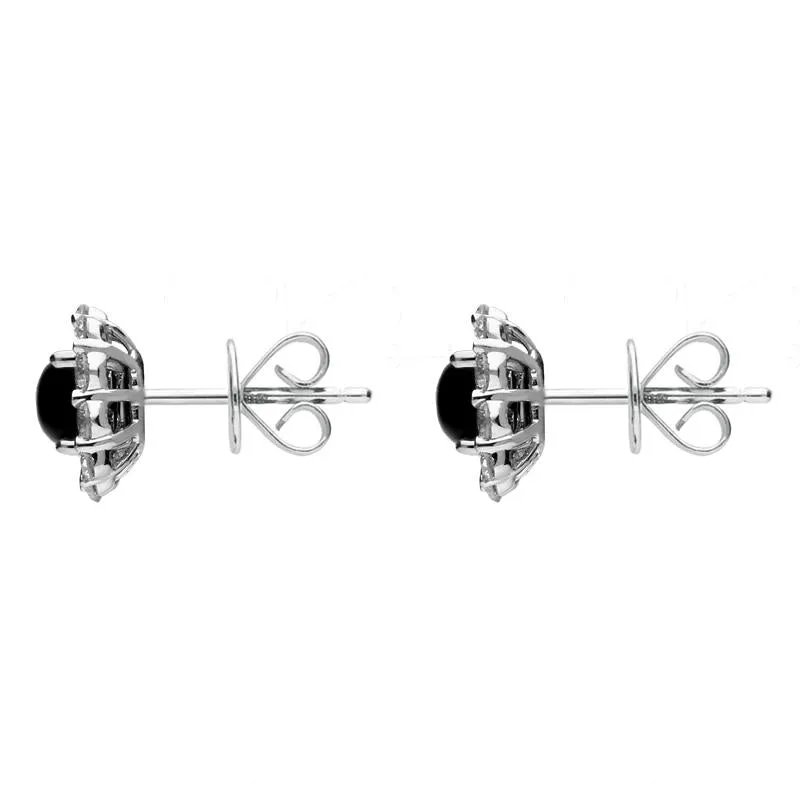 18ct White Gold Whitby Jet 0.32ct Diamond Cushion Stud Earrings