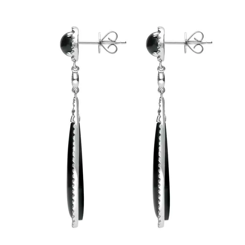 18ct White Gold Whitby Jet 0.92ct Diamond Drop Earrings