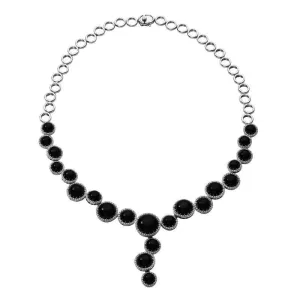 18ct White Gold Whitby Jet 2.90ct Diamond Circular Necklace D
