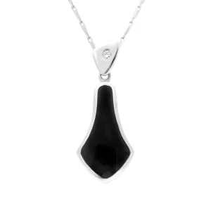 18ct White Gold Whitby Jet Diamond Bell Shaped Necklace