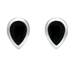 18ct White Gold Whitby Jet Dinky Teardrop Stud Earrings
