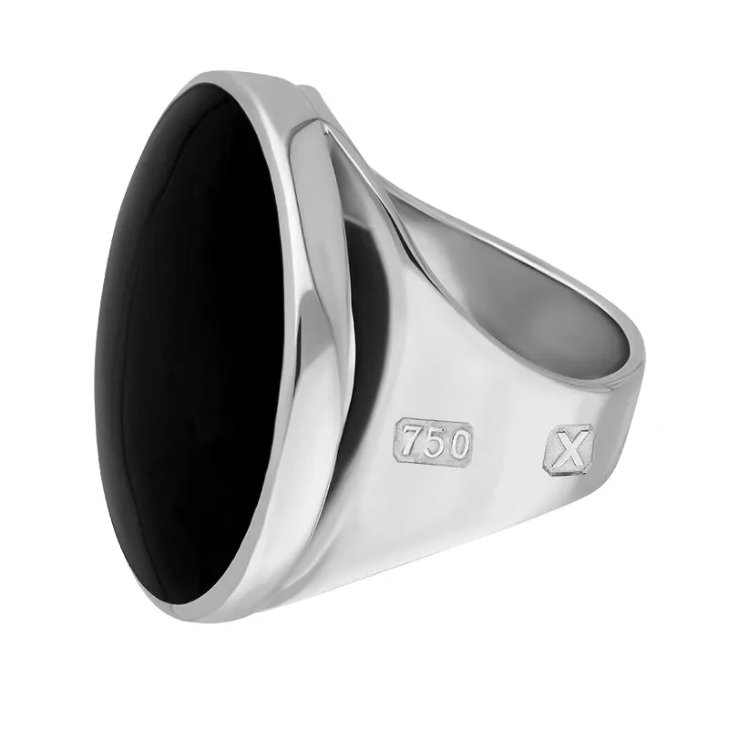 18ct White Gold Whitby Jet Hallmark Medium Round Ring