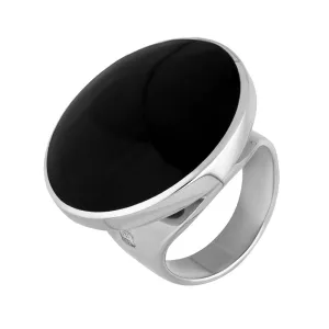 18ct White Gold Whitby Jet Hallmark Medium Round Ring
