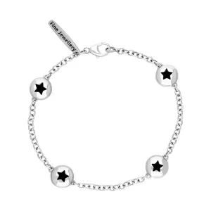 18ct White Gold Whitby Jet Oval Star Detail Four Stone Bracelet