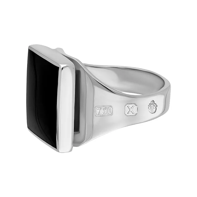 18ct White Gold Whitby Jet Queen's Jubilee Hallmark Small Square Ring D