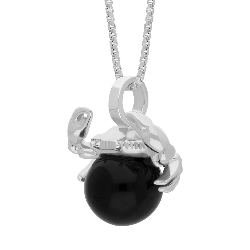 18ct White Gold Whitby Jet Zodiac Cancer 8mm Bead Pendant