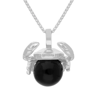 18ct White Gold Whitby Jet Zodiac Cancer 8mm Bead Pendant