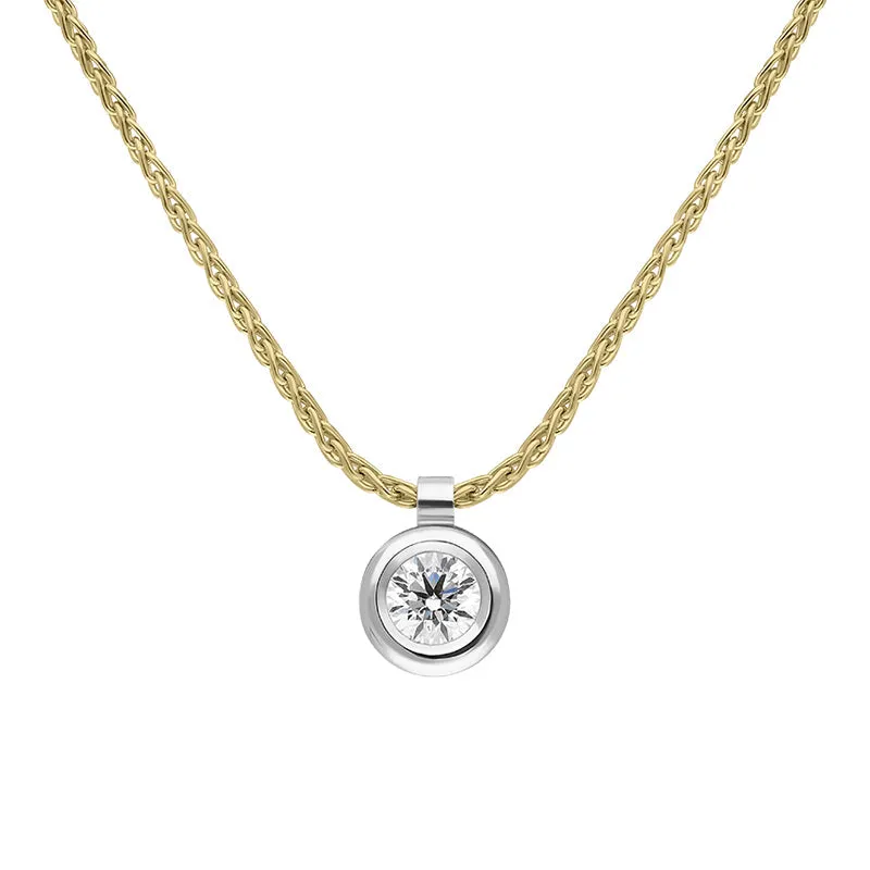 18ct White Yellow Gold 0.23ct Diamond Certified Solitaire Pendant Necklace