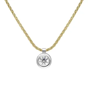 18ct White Yellow Gold 0.23ct Diamond Certified Solitaire Pendant Necklace