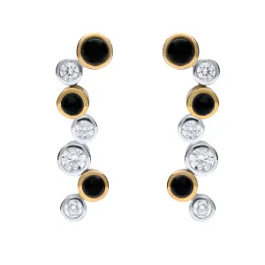 18ct White Yellow Gold Whitby Jet 0.90ct Diamond Drop Earrings D