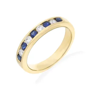 18ct Yellow 0.38ct Sapphire & 0.26ct Diamond 9 Stone Channel Eternity Ring