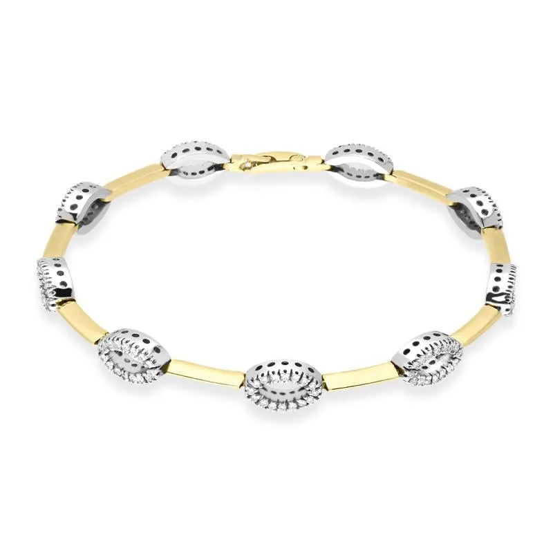 18ct Yellow and White Gold 0.92ct Diamond Bar Bracelet