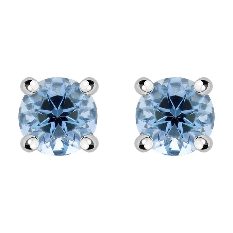 18ct Yellow and White Gold Aquamarine Round Stud Earrings