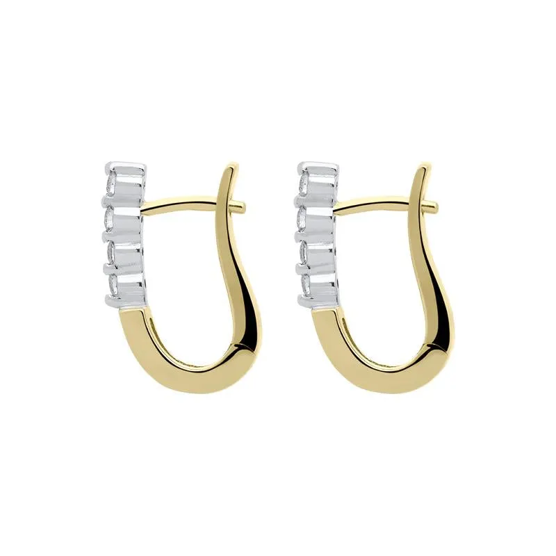 18ct Yellow and White Gold Diamond Hoop Earrings