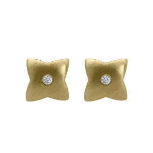 18ct Yellow Gold 0.04ct Diamond Floral Stud Earrings
