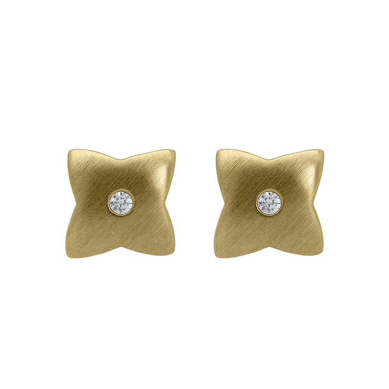18ct Yellow Gold 0.04ct Diamond Floral Stud Earrings