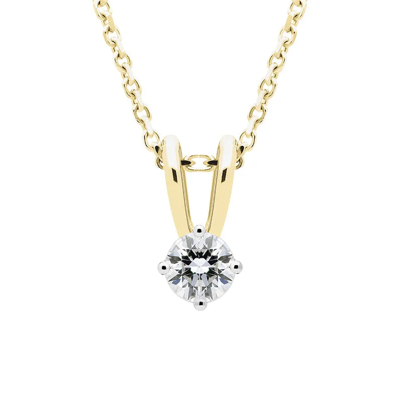 18ct Yellow Gold 0.10ct Diamond Solitaire Necklace