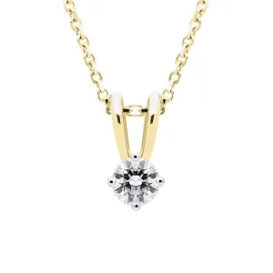 18ct Yellow Gold 0.10ct Diamond Solitaire Necklace