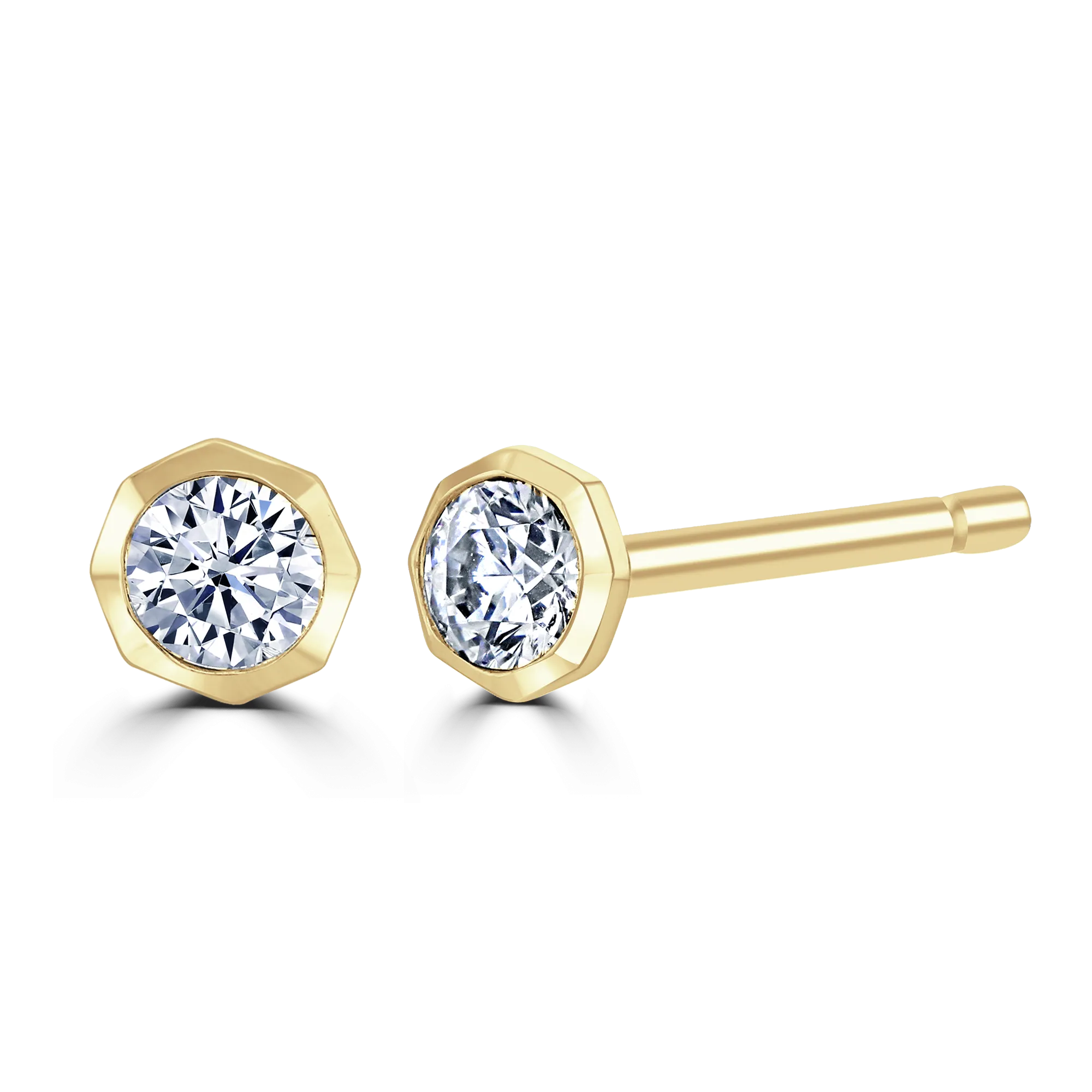 18ct Yellow Gold 0.15ct Lab Grown Diamond Solitaire Octagonal Stud Earrings