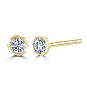 18ct Yellow Gold 0.15ct Lab Grown Diamond Solitaire Octagonal Stud Earrings