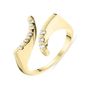 18ct Yellow Gold 0.17ct Diamond Double Curved Ring