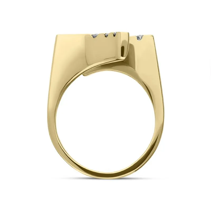 18ct Yellow Gold 0.17ct Diamond Double Curved Ring