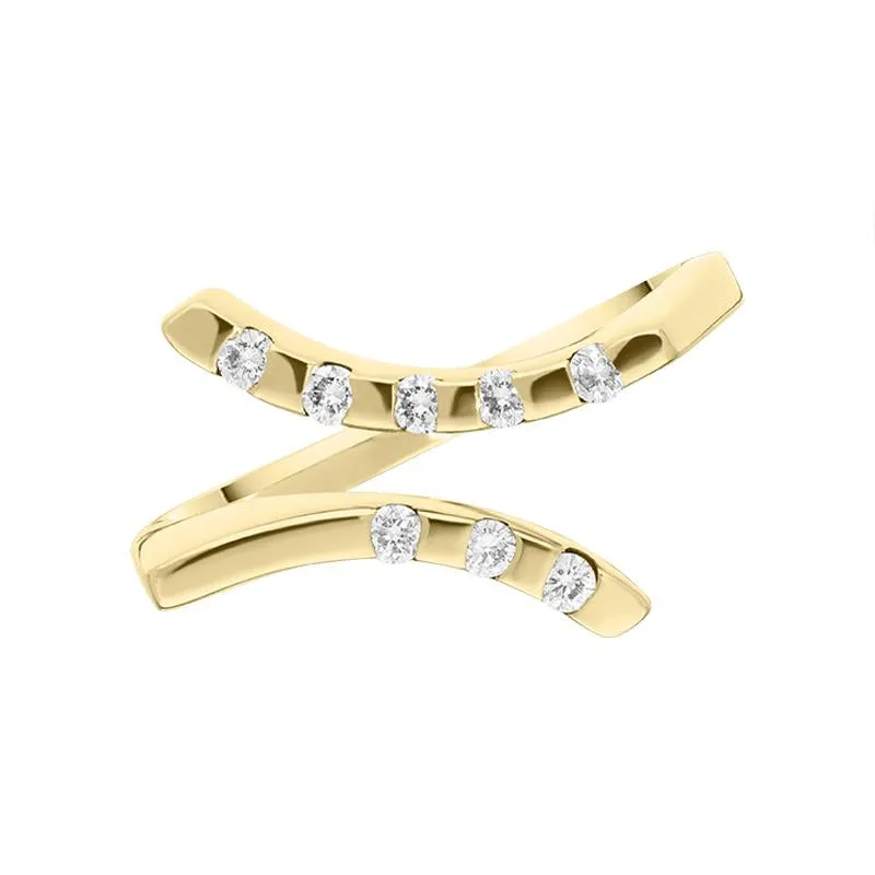 18ct Yellow Gold 0.17ct Diamond Double Curved Ring