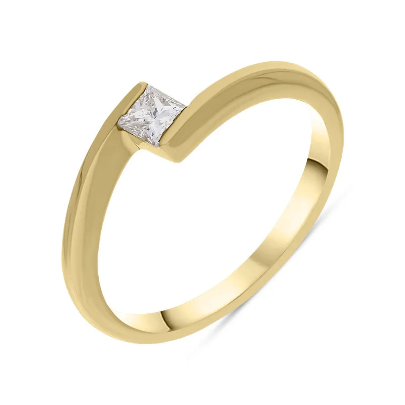 18ct Yellow Gold 0.21ct Diamond Princess Cut Cross Over Ring