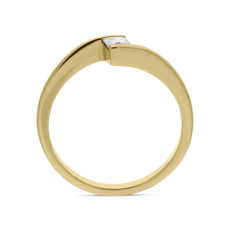 18ct Yellow Gold 0.21ct Diamond Princess Cut Cross Over Ring