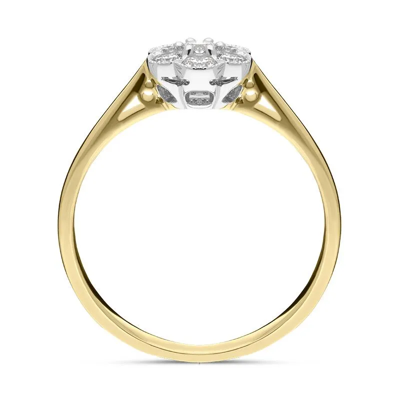 18ct Yellow Gold 0.23ct Diamond Flower Cluster Ring