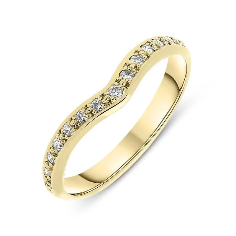18ct Yellow Gold 0.23ct Diamond Wishbone Wedding Ring