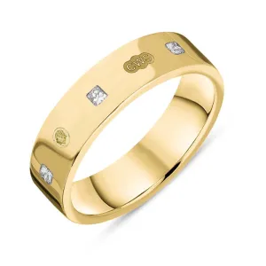 18ct Yellow Gold 0.24ct Diamond King's Coronation Hallmark Princess Cut 5mm Ring D