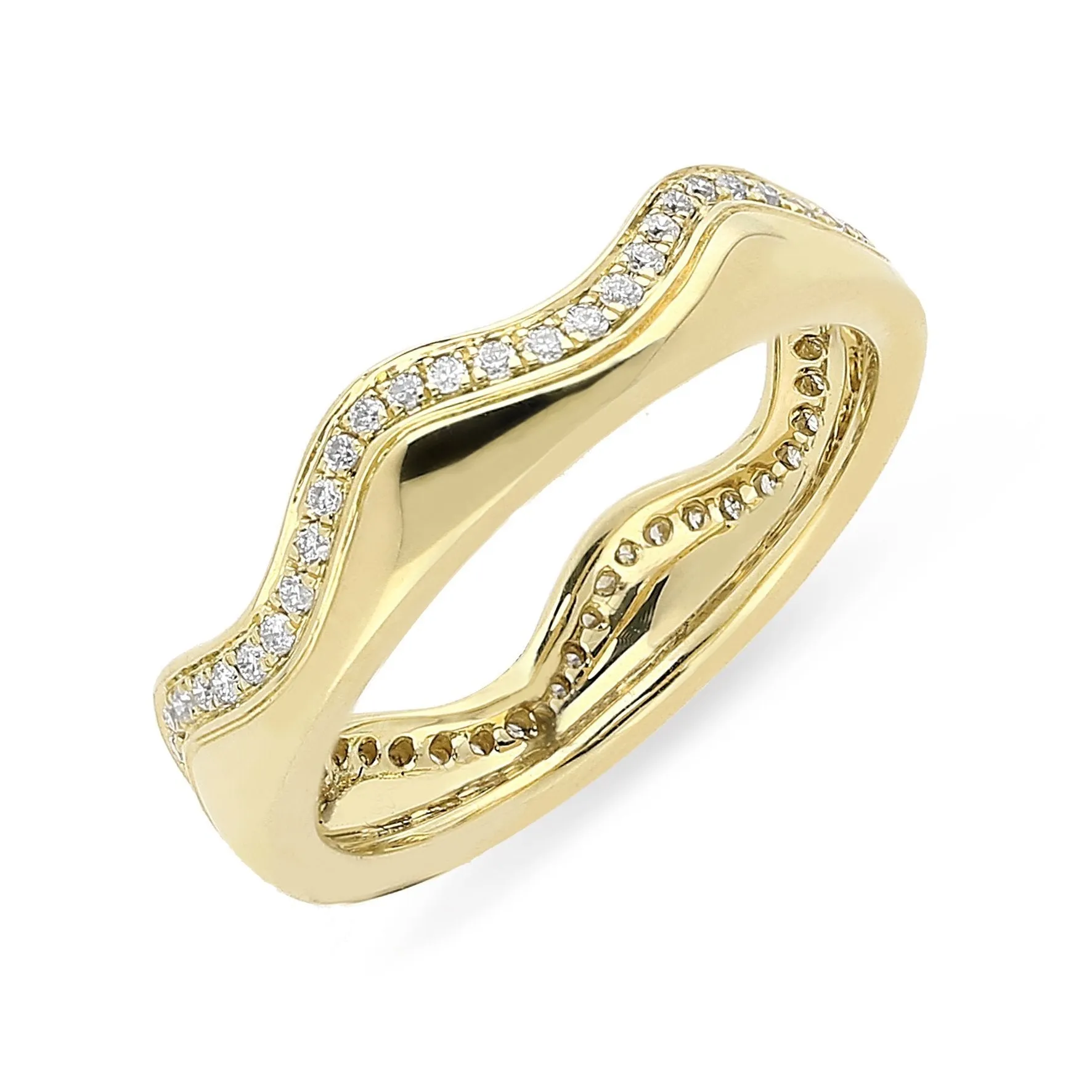 18ct Yellow Gold 0.24ct Diamond Wave Stacking Ring