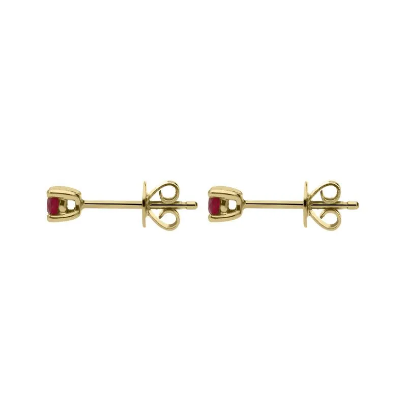 18ct Yellow Gold 0.25ct Ruby Brilliant Cut Stud Earrings
