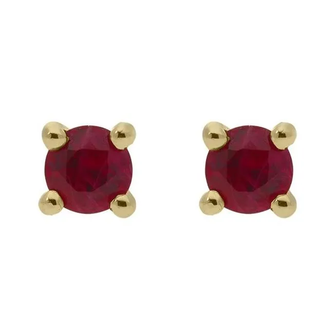 18ct Yellow Gold 0.25ct Ruby Brilliant Cut Stud Earrings