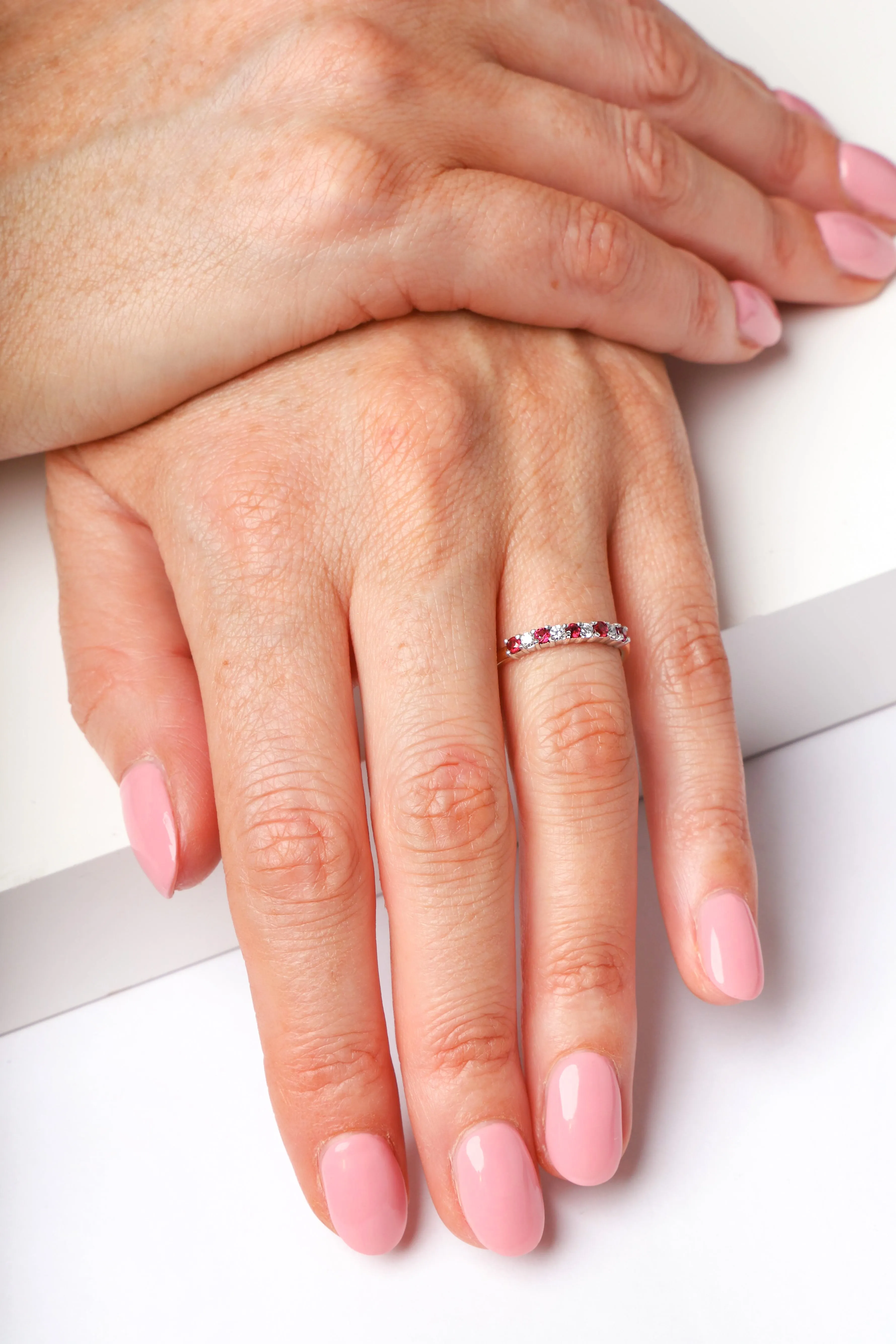 18ct Yellow Gold 0.26ct Ruby Diamond Half Eternity Ring