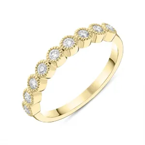 18ct Yellow Gold 0.27ct Diamond Bezel Set Half Eternity Ring
