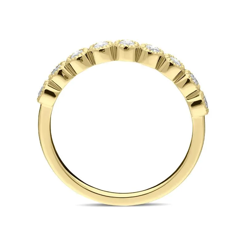 18ct Yellow Gold 0.27ct Diamond Bezel Set Half Eternity Ring