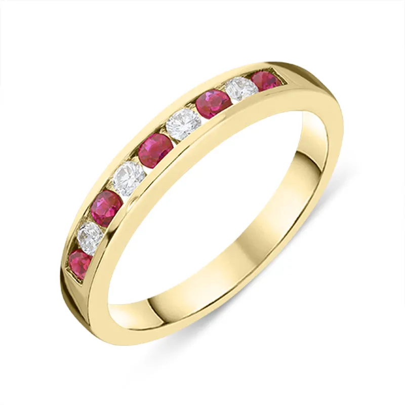 18ct Yellow Gold 0.28ct Ruby Diamond Half Eternity Ring
