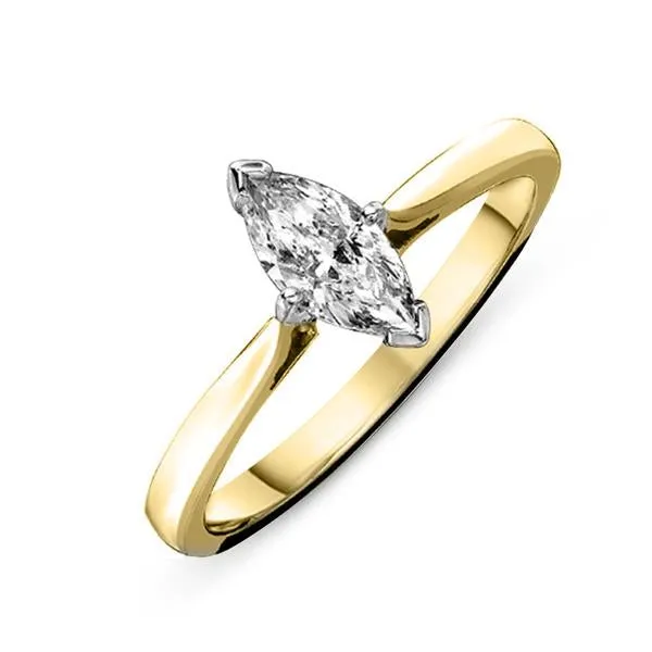 18ct Yellow Gold 0.29ct Diamond Solitaire Marquise Claw Set Ring
